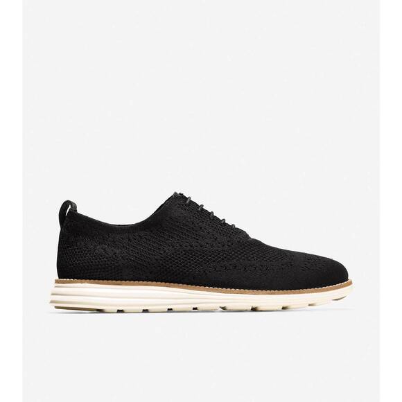 NEW COLE HAAN men’s original grand wingtip shoes in oxford black stitchlite ivor